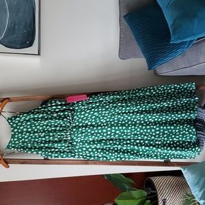 Betsy Johnson Green All the Dots Midi Dress, 14